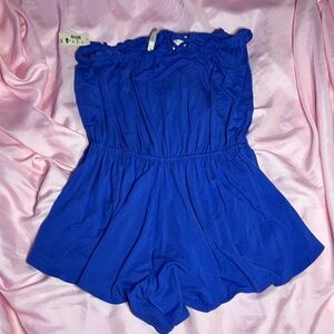 Blue Strapless Romper